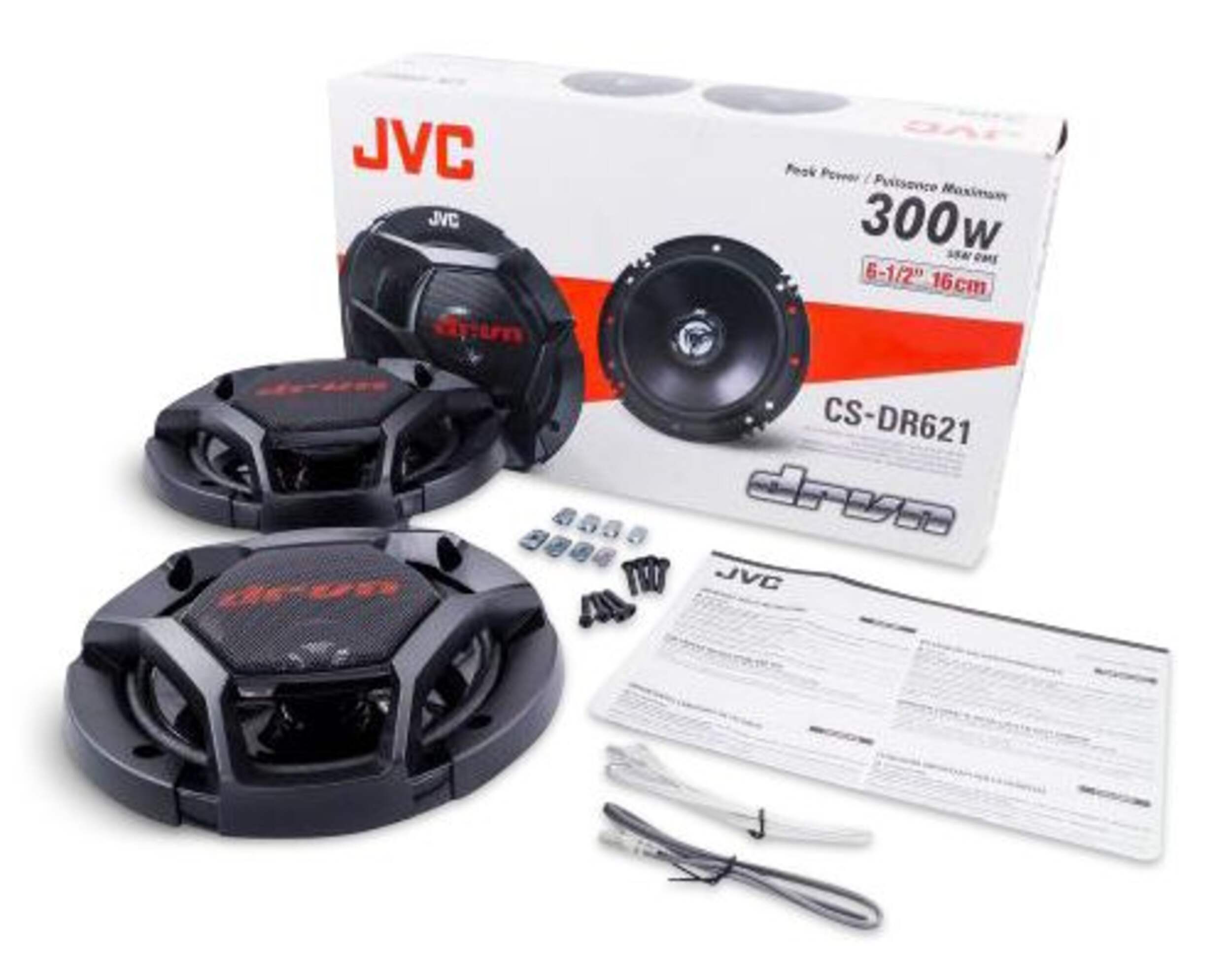 JVC CS-DR621 2-Way Coaxial 300W Car Speakers, Pair, 6.5-in Composite_or_Mixed
