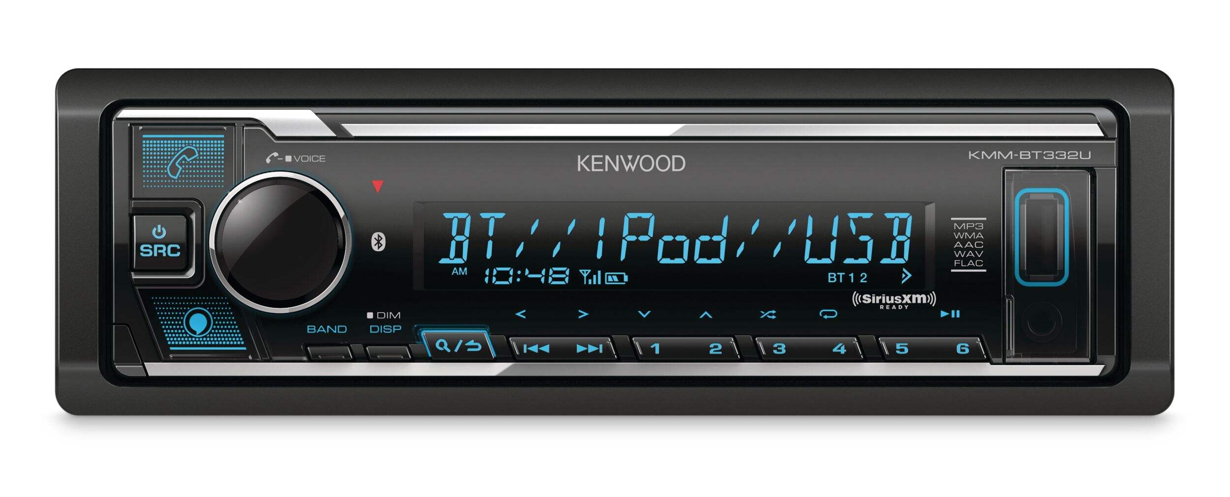 KENWOOD KMMBT332U Digital Media Receiver with Bluetooth & Bright Variable Colour LED Display Front_Flat