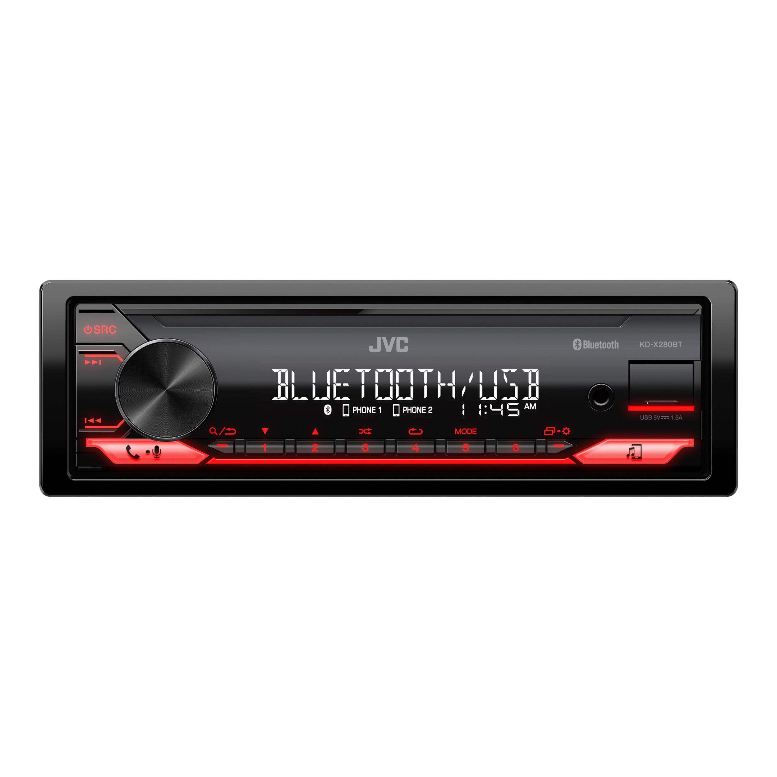 JVC KD-X280BT Bluetooth In-Dash Car Receiver with Wireless Music Streaming Front_Flat