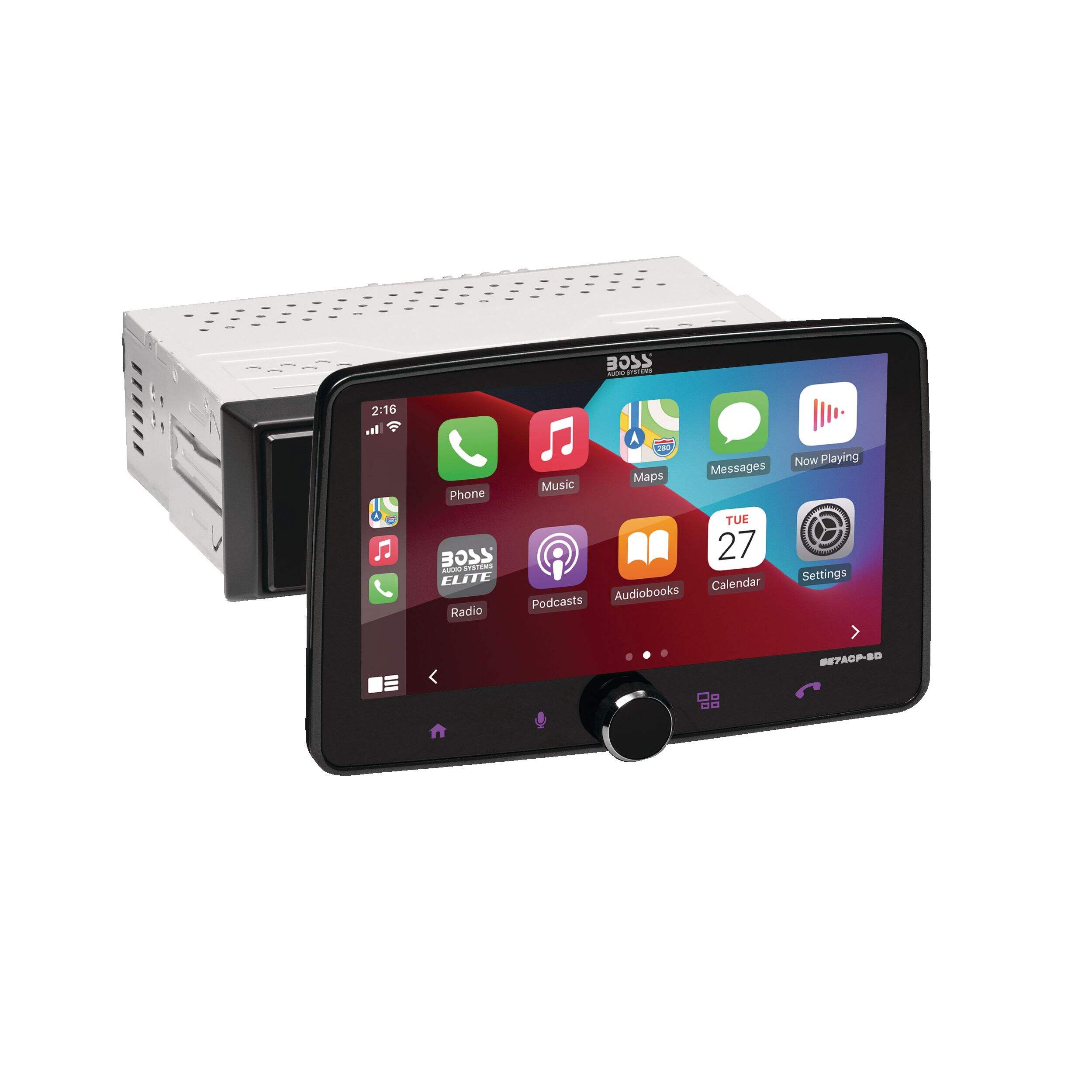 Boss Audio Systems Elite BE7ACP-SD Single DIN Bluetooth Receiver Front_Three_Fourths_Angled_Right