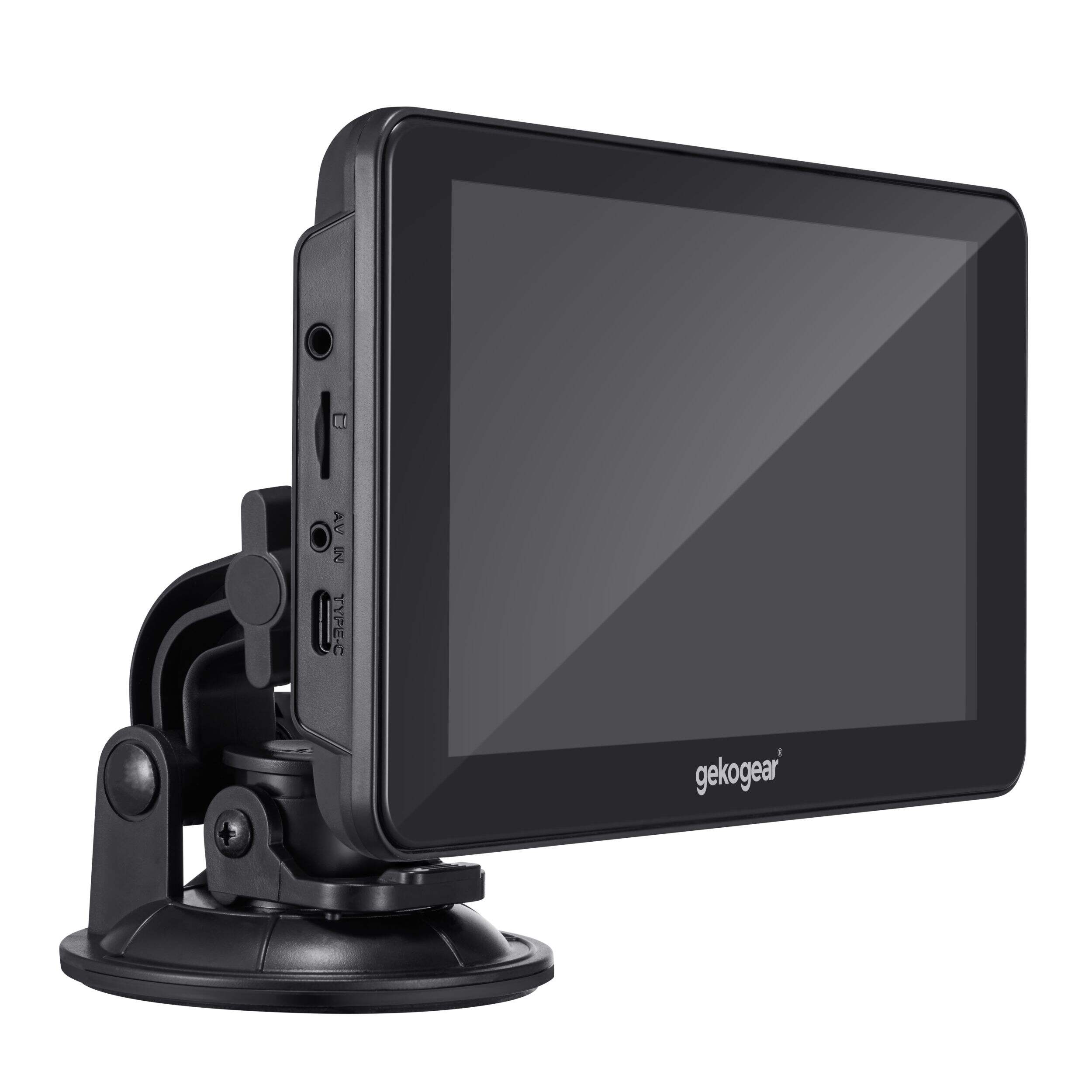 myGEKOgear Orbit C100 Portable Infotainment Touchscreen Car Display, Compatible with Apple Car Play & Android Auto, 7-in Front_Three_Fourths_Angled_Right