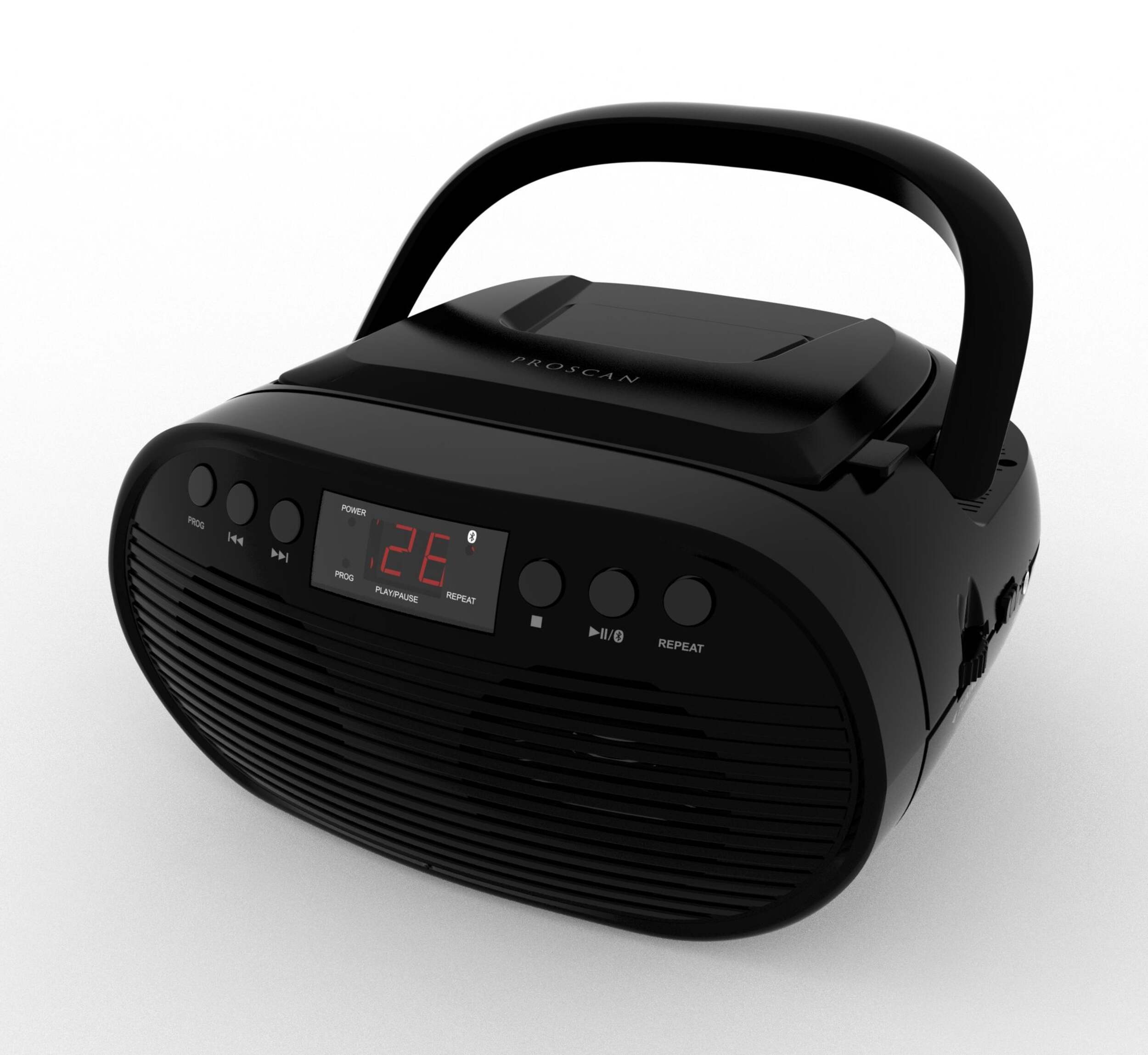 Proscan Portable CD Player Boombox Stereo w/ AM/FM Radio & AUX-IN Front_Angled_Left