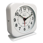 Westclox Square Analog Alarm Clock, White