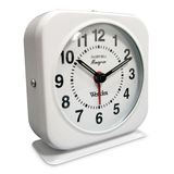 Westclox Square Analog Alarm Clock, 3.5-in Face, White Front_Three_Fourths_Angled_Right