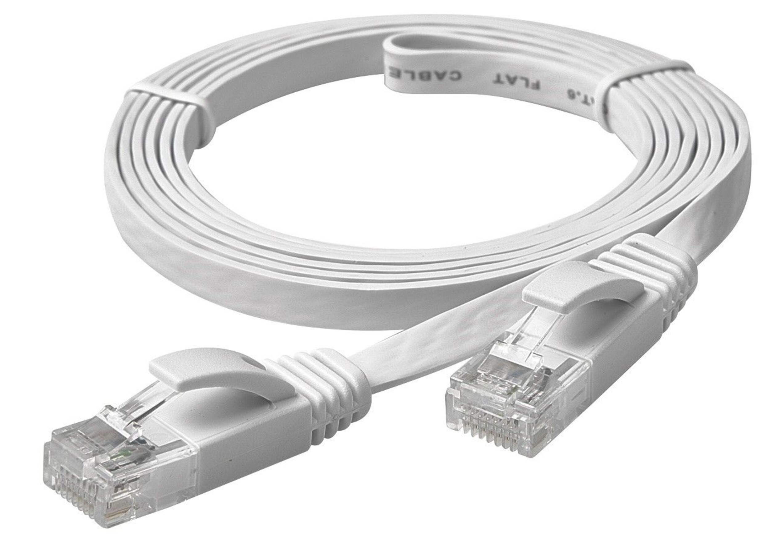 RCA Flat CAT 6 Ethernet Network Cable, Flat, White, 5-ft Overhead_Plunge