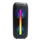 Vivitar Portable Wireless Bluetooth Party Speaker with Wired Microphone, FM Radio & LED Lights, Black Front_Flat