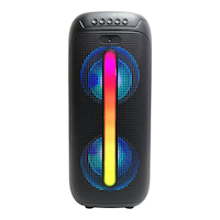 Vivitar Portable Wireless Bluetooth Party Speaker with Wired Microphone, FM Radio & LED Lights, Black