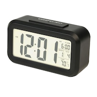 RCA RCD11A Portable Digital Alarm Clock with Built-In Temperature & Calendar Front_Three_Fourths_Angled_Left