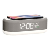 Westclox Light Up Wireless Charging Alarm Clock with Bluetooth Front_Three_Fourths_Angled_Right