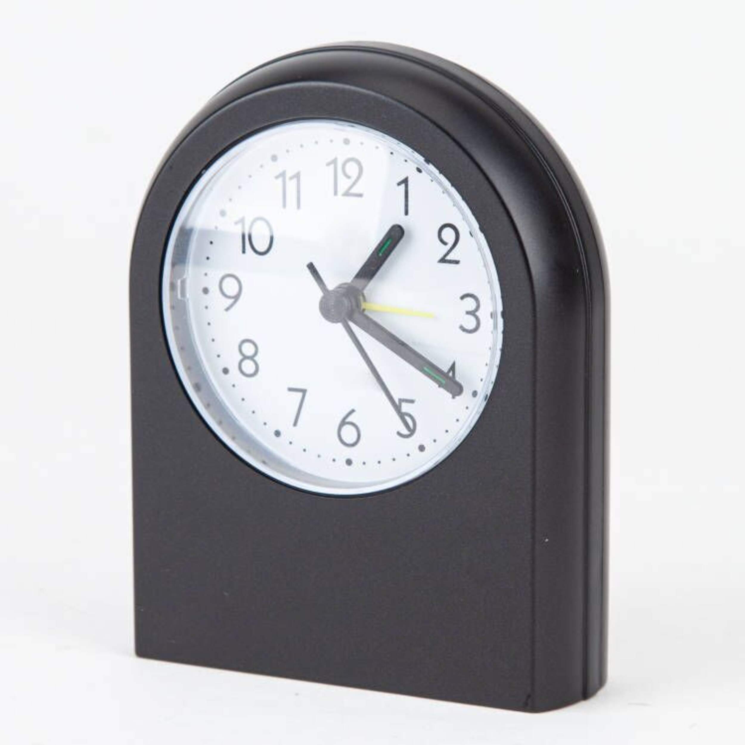 Bluehive Analog Alarm Clock with Quiet Quartz Movement, Black Front_Angled_Left
