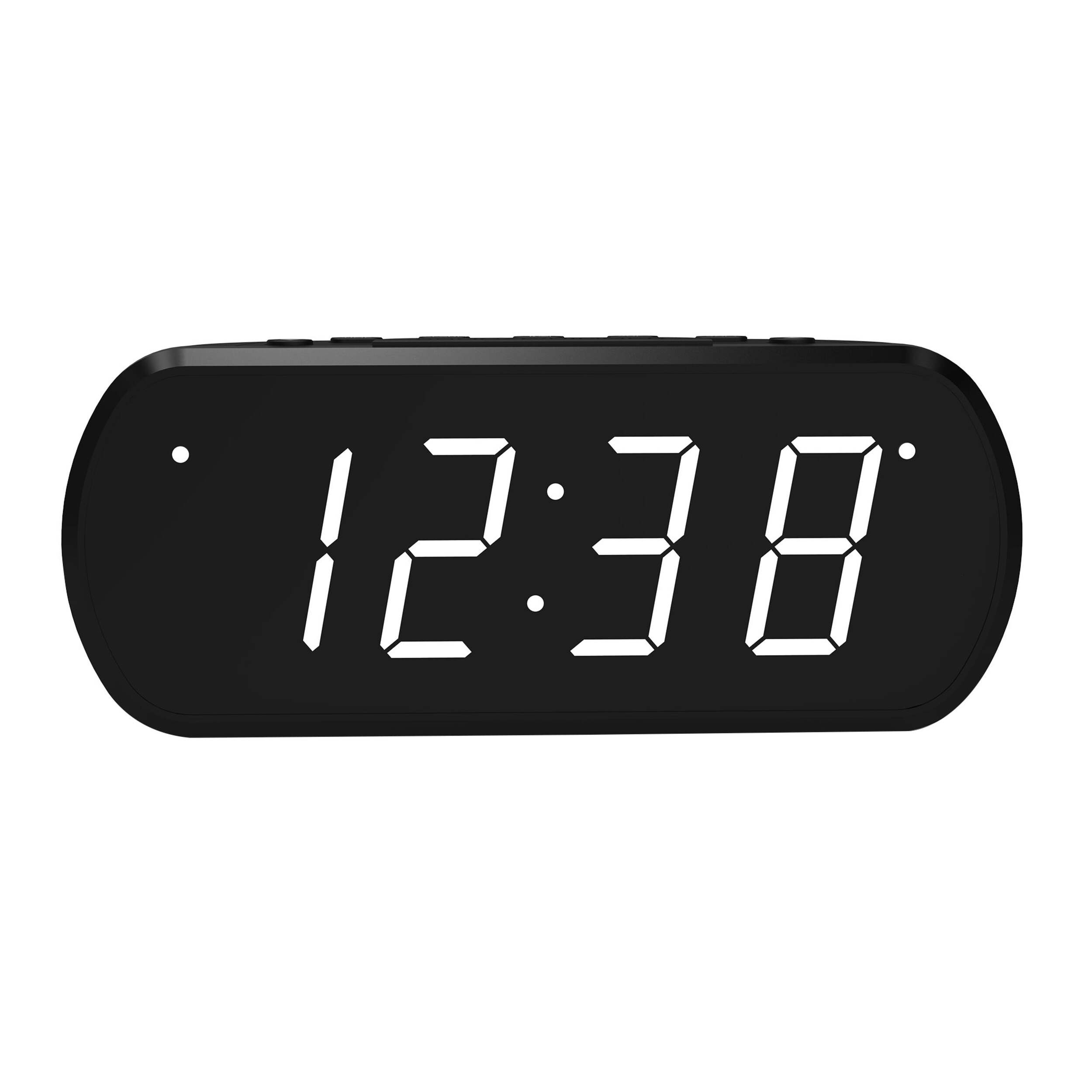Bluehive Dual Alarm LED Digital Clock with FM Radio, Black Front_Flat
