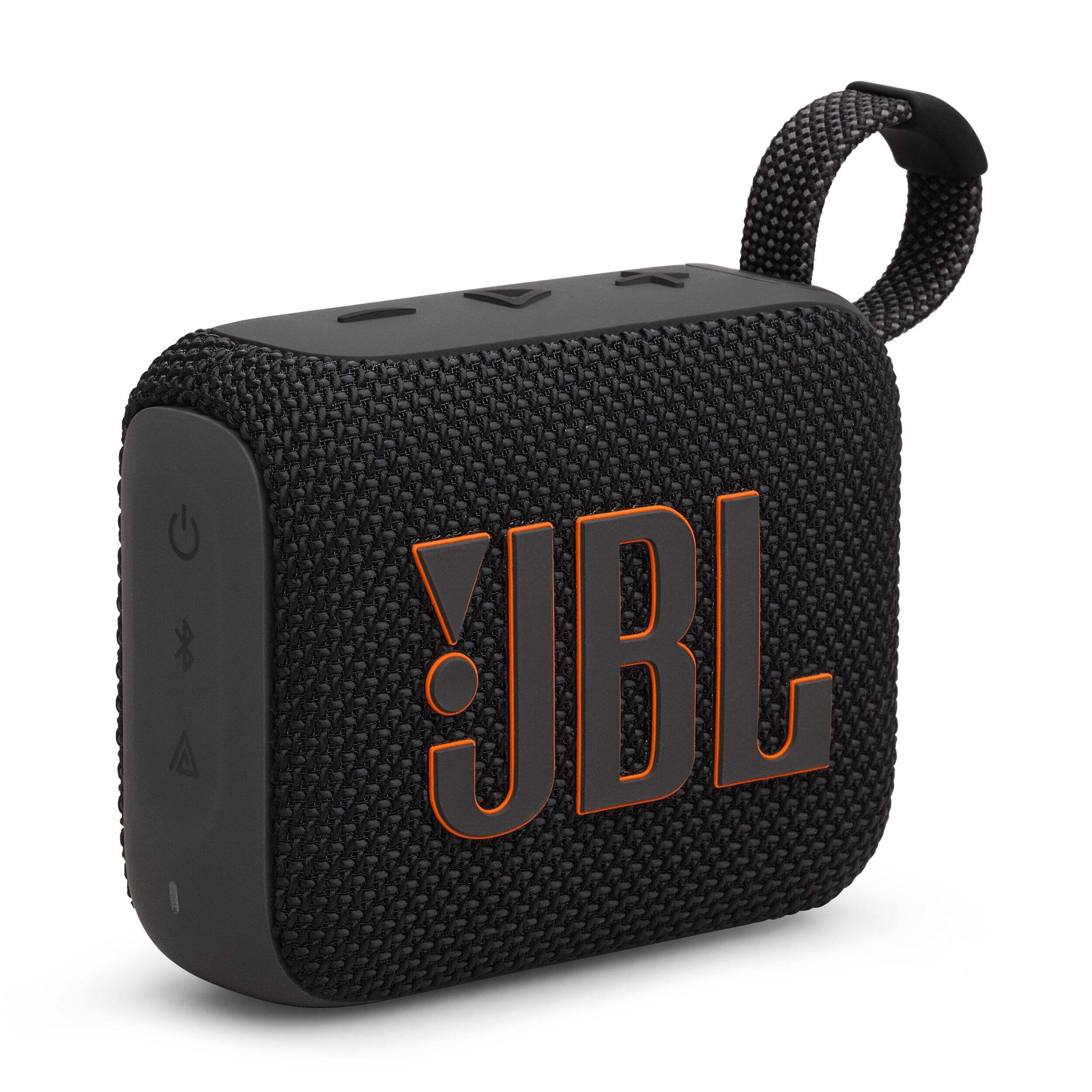 JBL Go 4 Ultra-Portable Wireless Bluetooth Speaker, with Playtime Boost, Black Front_Three_Fourths_Angled_Right