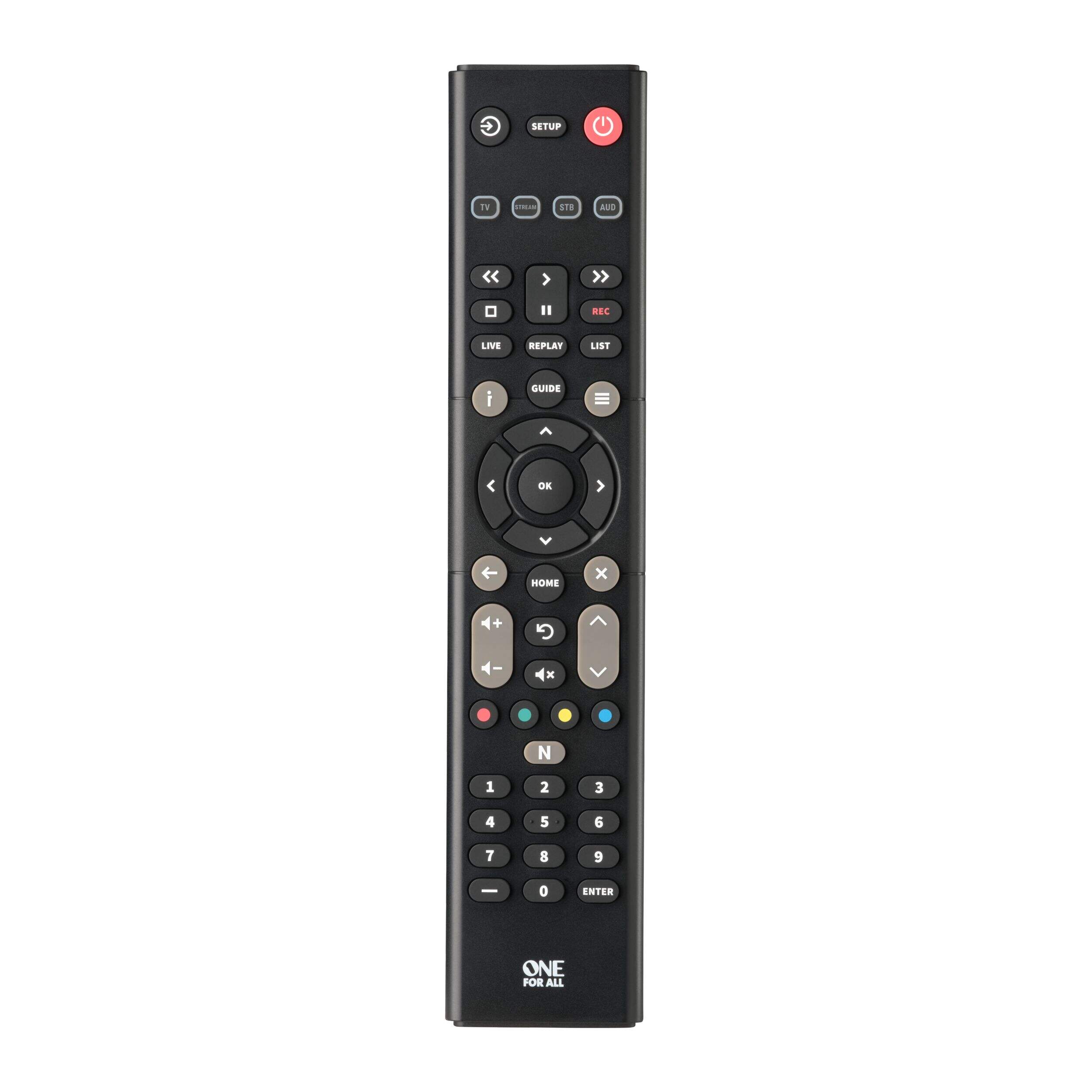 One For All Essence 4-Device Universal Remote Control, Black Front_Flat