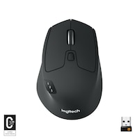 Logitech Precision Pro Full-Sized Multi-Computer Wireless Mouse, Black Front_Flat