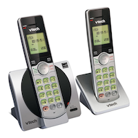 VTech DECT 6.0 Cordless Phone System (CS6919-2) - 2 Handsets with Caller ID & Call Waiting, Silver/Black Front_Three_Fourths_Angled_Right