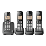 Téléphone sans fil Panasonic DECT 6.0, 4 combinés, noir Front_Flat
