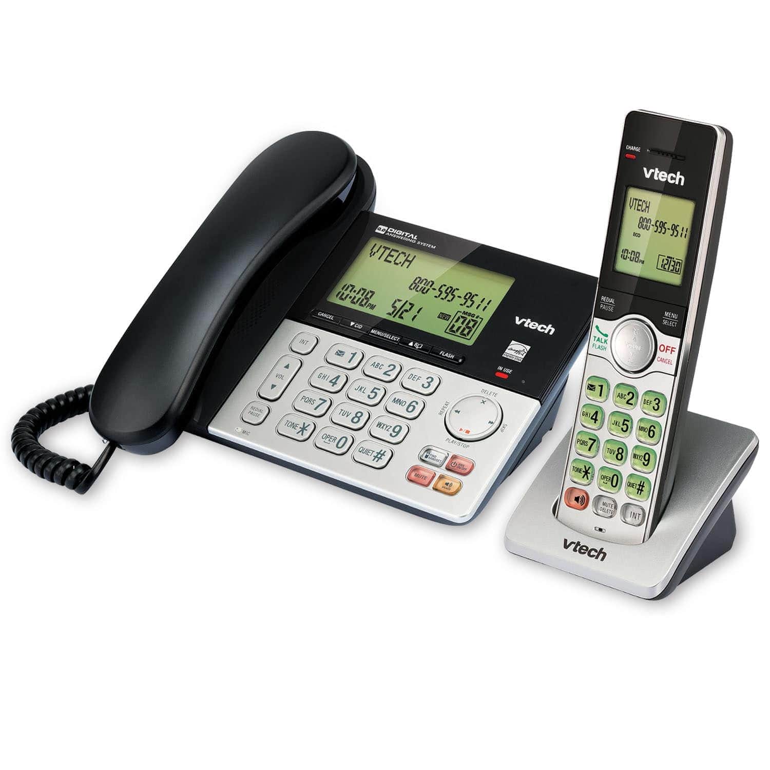 VTech - Téléphone sans fil à 3 combinés avec répondeur. Colour: black, Fr