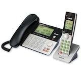Téléphone filaire/sans fil VTech DECT 6.0 avec répondeur numérique, identification de l'appelant et appel en attente, argent/noir Front_Three_Fourths_Angled_Left