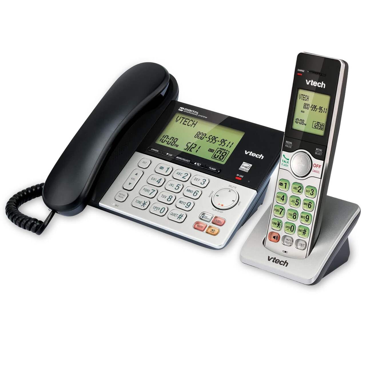 téléphone filaire avec répondeur et téléphone fixe sans fil DECT