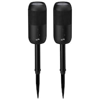 iLive Portable Indoor/Outdoor IPX6 Waterproof Bluetooth Speakers with TWS & Romovable Yard Stakes, Black, 2-pk Front_Flat