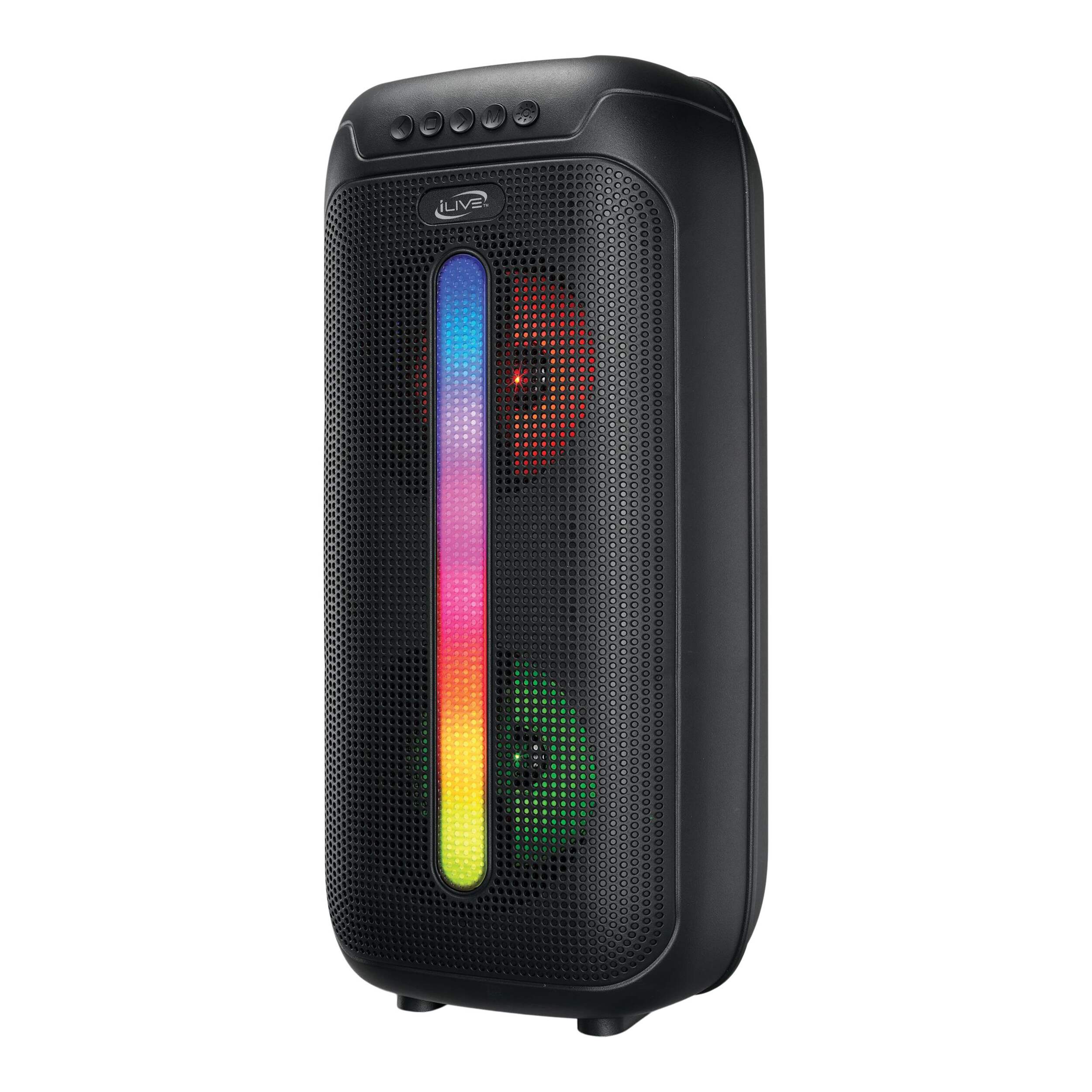 Système de haut-parleur sans fil avec lumières DEL et micro iLive Jam Time Front_Angled_Left