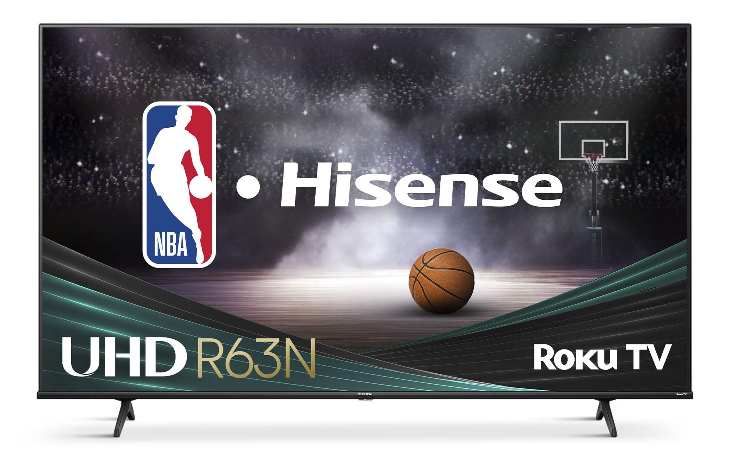 HiSense 43R63N 43-in 4K UHD ROKU Smart TV with HDMI Input and Remote Front_Flat