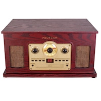 Proscan 6-In-1 Nostalgic Turntable/Record Player w/ CD & Cassette Players, Radio, Bluetooth & AUX-IN Front_Elevated