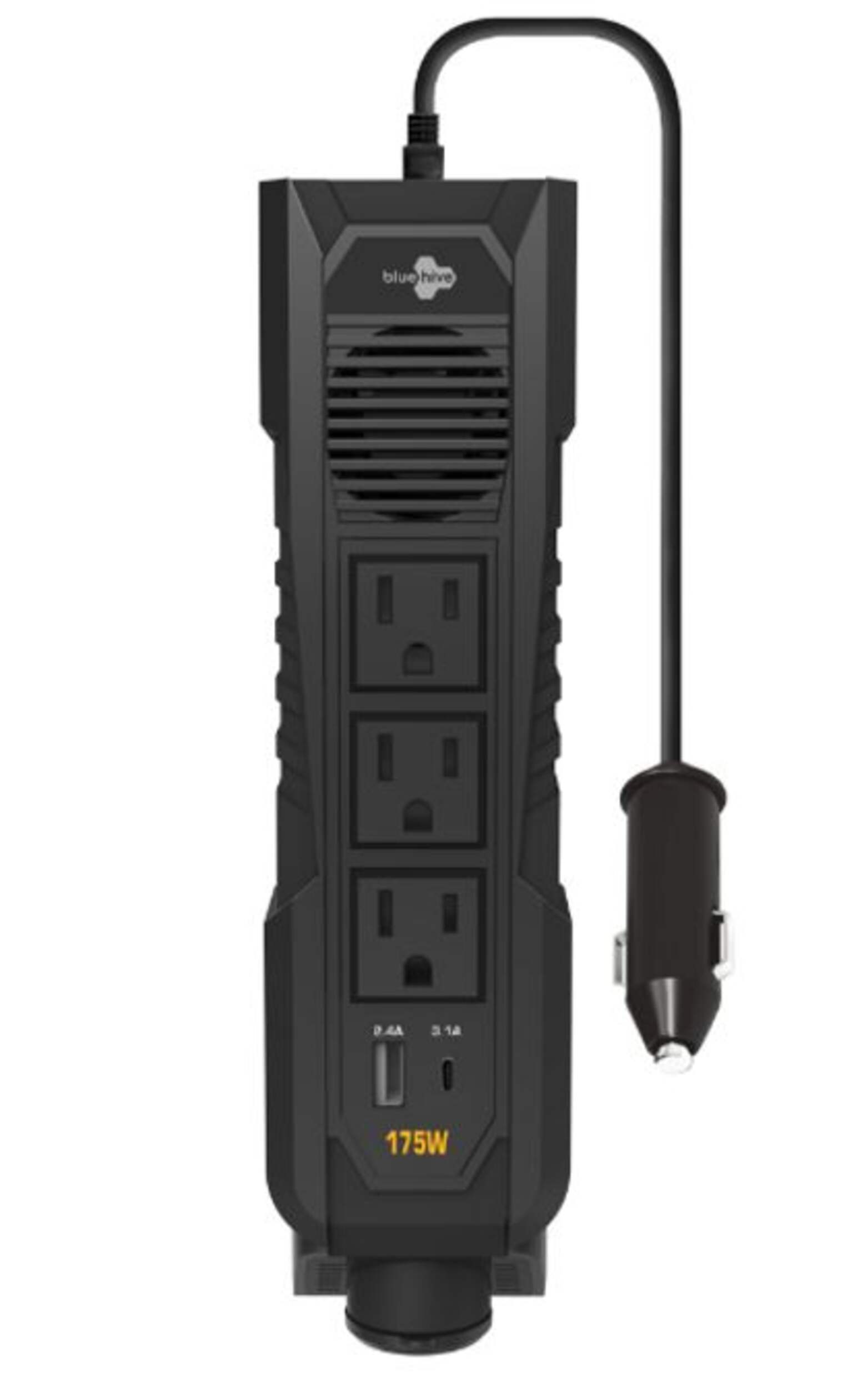 Onduleur Bluehive avec ports USB et prises électriques, 175 W Front_Flat