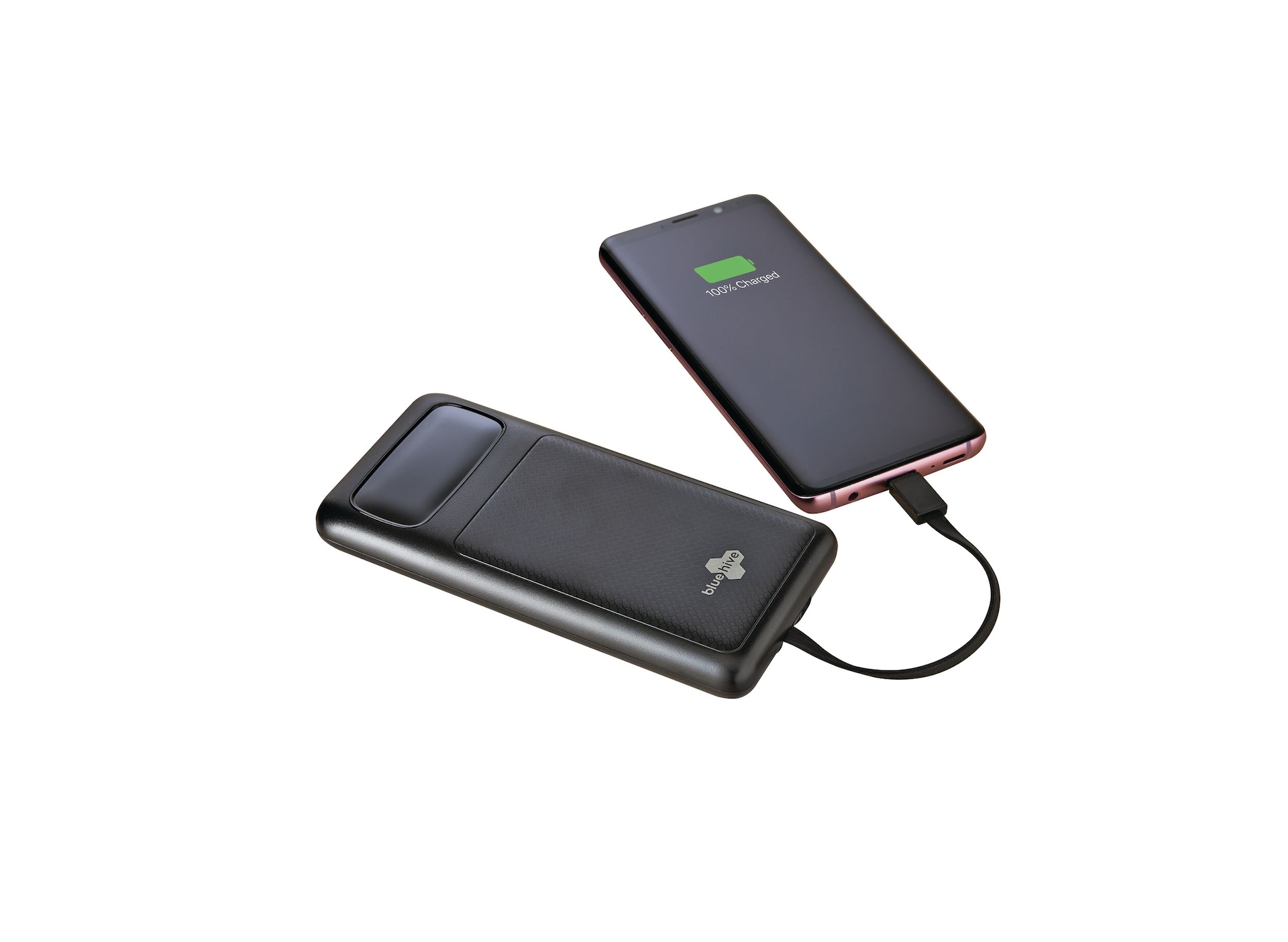 Bluehive 20,000 mAh Power Bank with Cables, Black