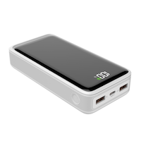 Bluehive 2-Port 20,000 mAh 20W Portable Power Bank with Digital Screen & Quick Charge, Compatible with Most Devices, White