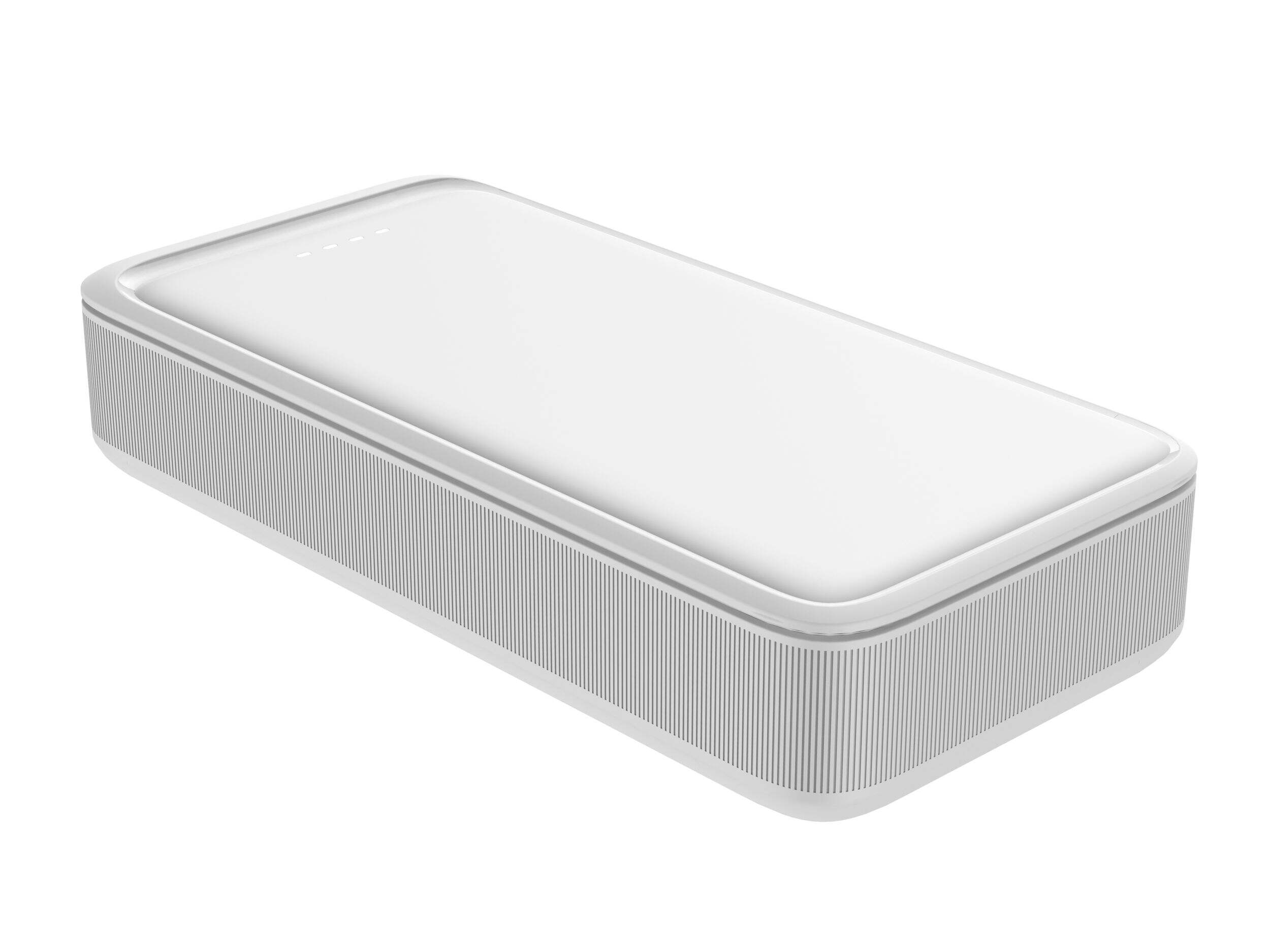 Bluehive 2-Port 20,000 mAh 20W Portable Power Bank with Quick Charge & Battery Indicator, Compatible with Most Devices, White Front_Three_Fourths_Angled_Left