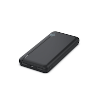 Bluehive 3-Port 10,000 mAh 20W Slim Portable Power Bank with Quick Charge & Battery Indicator, Compatible with Most Devices, Black Front_Angled_Left