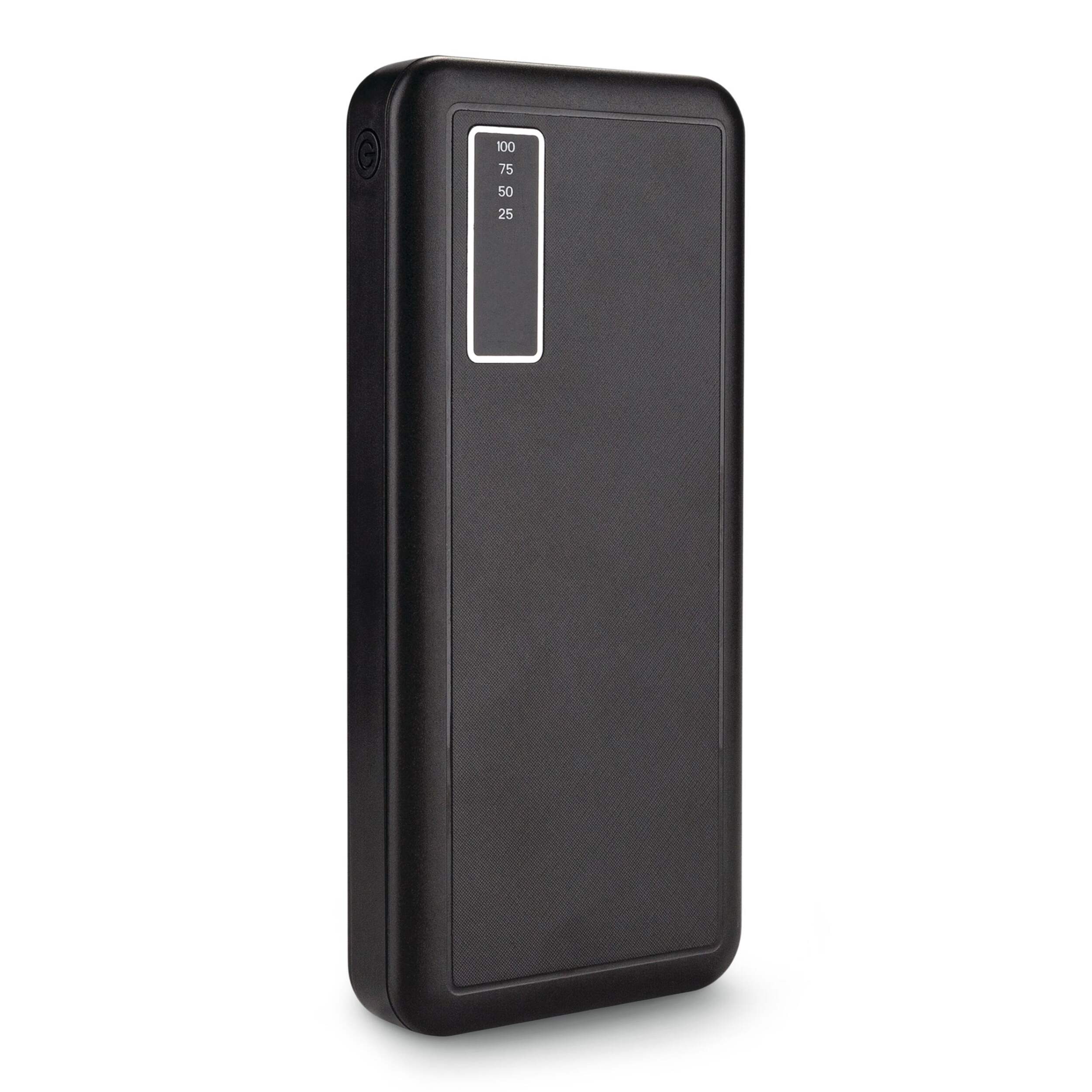 Bluehive Torch Light & Cable Power Bank with Built-In Micro USB & USB-C Cable, 8,000 mAh, Black Front_Three_Fourths_Angled_Right