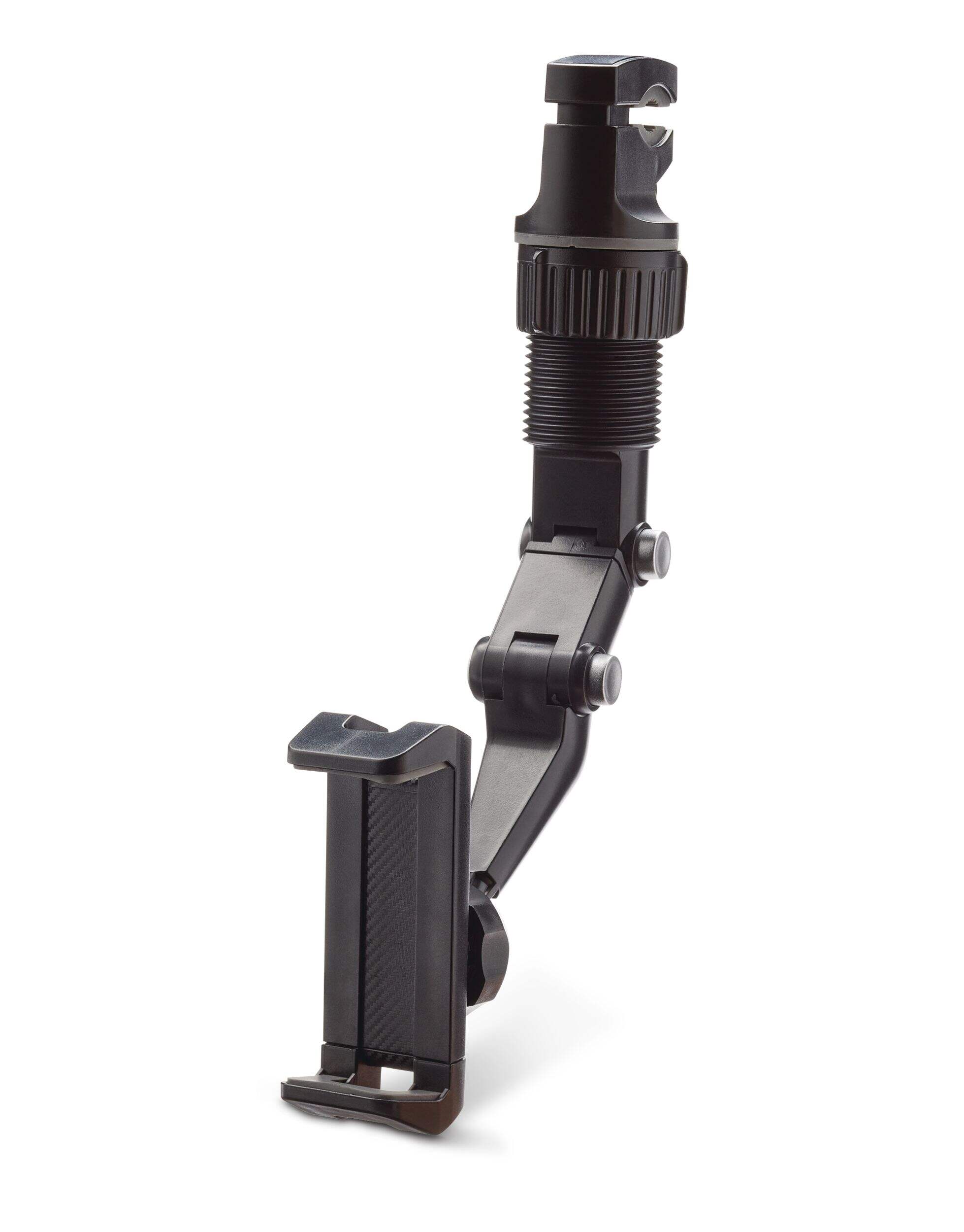 Bluehive Multi-Device Phone Mount, 360-Degree Rotation, Padded Clip, Black Front_Three_Fourths_Angled_Left