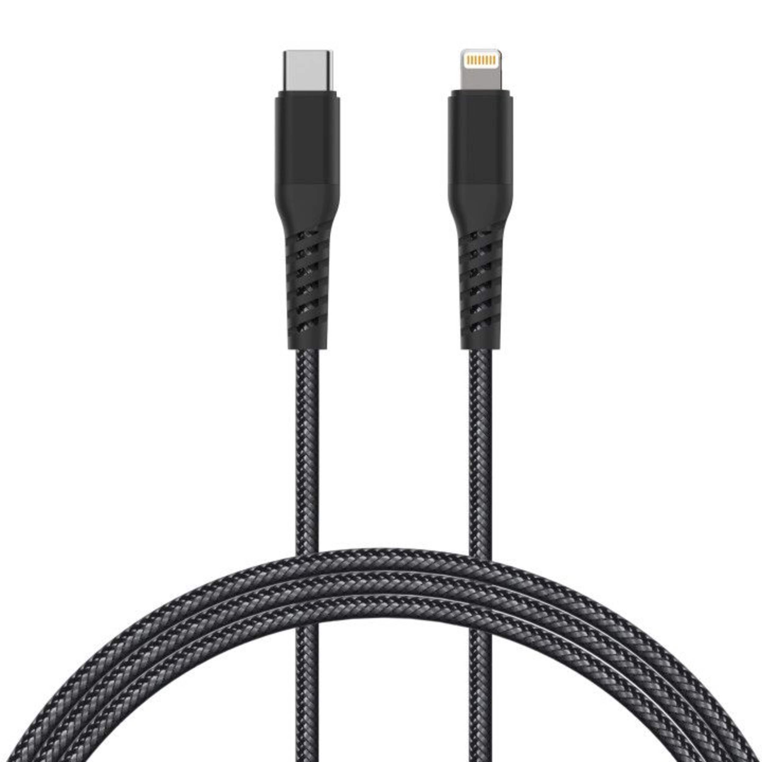 Bluehive Durable Braided USB-C to Lightning Charger & Sync Cable, For Select Apple Devices, Black, 3-ft Composite_or_Mixed
