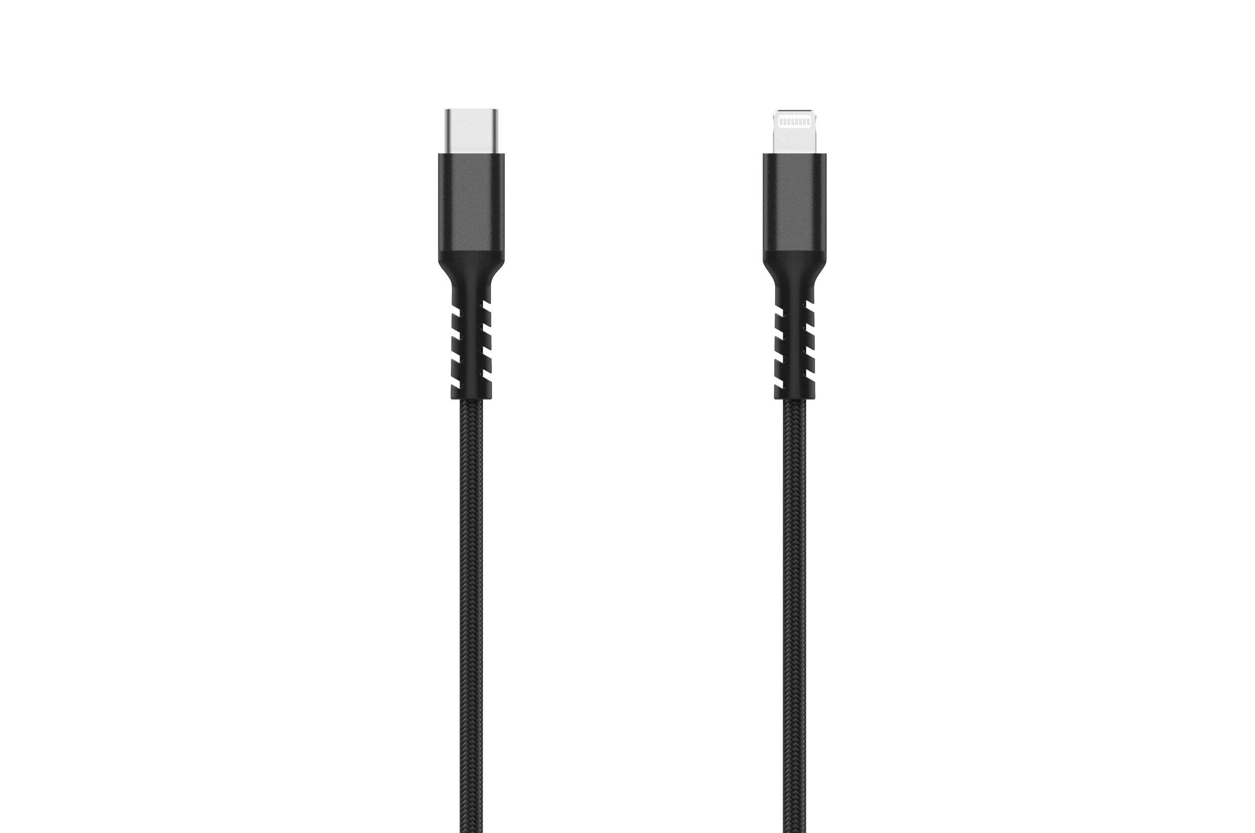 Bluehive Durable Braided USB-C to Lightning Cable & Sync Cable, For Select Apple Devices, Black, 6-ft CloseUp