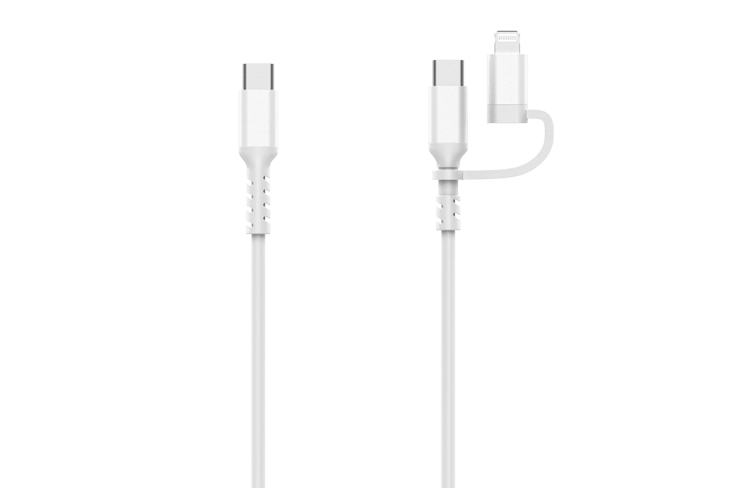 Bluehive Durable USB-C to Lightning Charger & Sync Cable, PVC, Compatible with Most Devices, White, 3-ft, Fast Charging Cable CloseUp