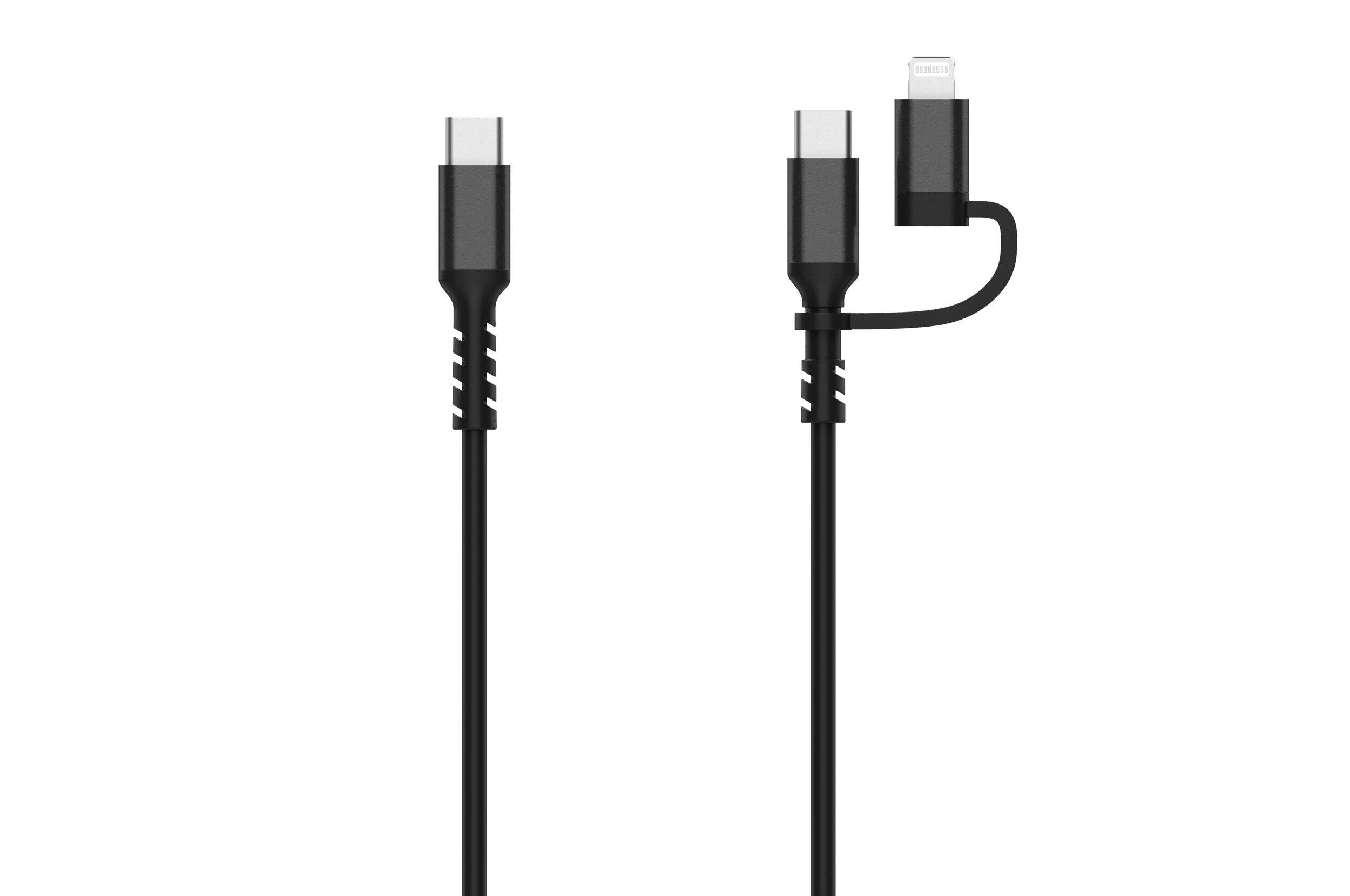 Bluehive Durable USB-C to Lightning Charger & Sync Cable, PVC, Compatible with Most Devices, Black, 3-ft, Fast Charging Cable Front_Flat