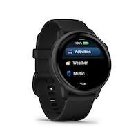 Garmin vívoactive® 6, Health and Fitness GPS Smartwatch, AMOLED Display, Slate with Black Band Front_Angled_Right