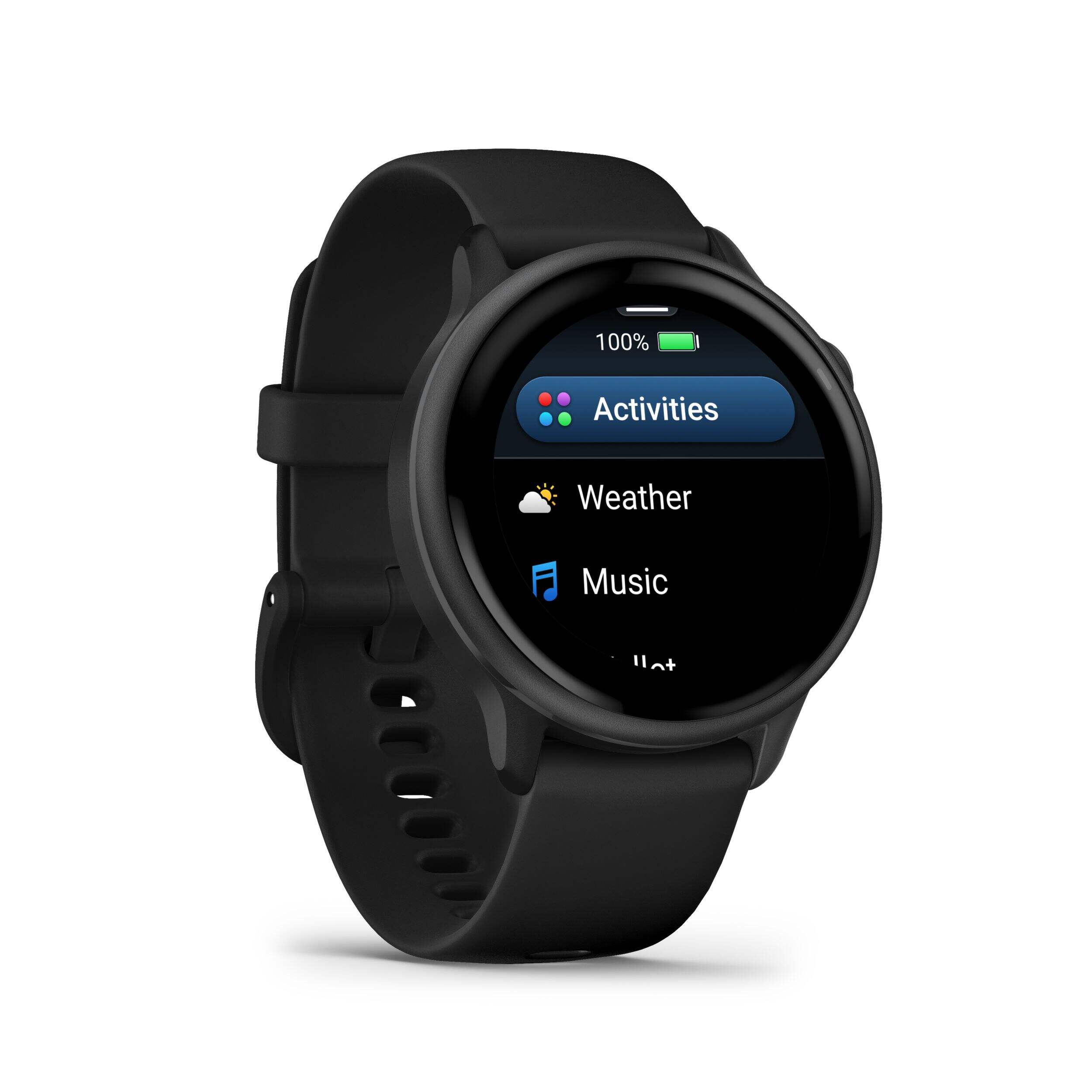Garmin vívoactive® 6 GPS Smartwatch with AMOLED Display, Slate with Black Band Front_Angled_Right