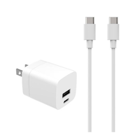 Bluehive 30W Wall Charger & USB-C to USB-C Cable Dual Pack, Fast Charging Compatibility, White Front_Three_Fourths_Angled_Right
