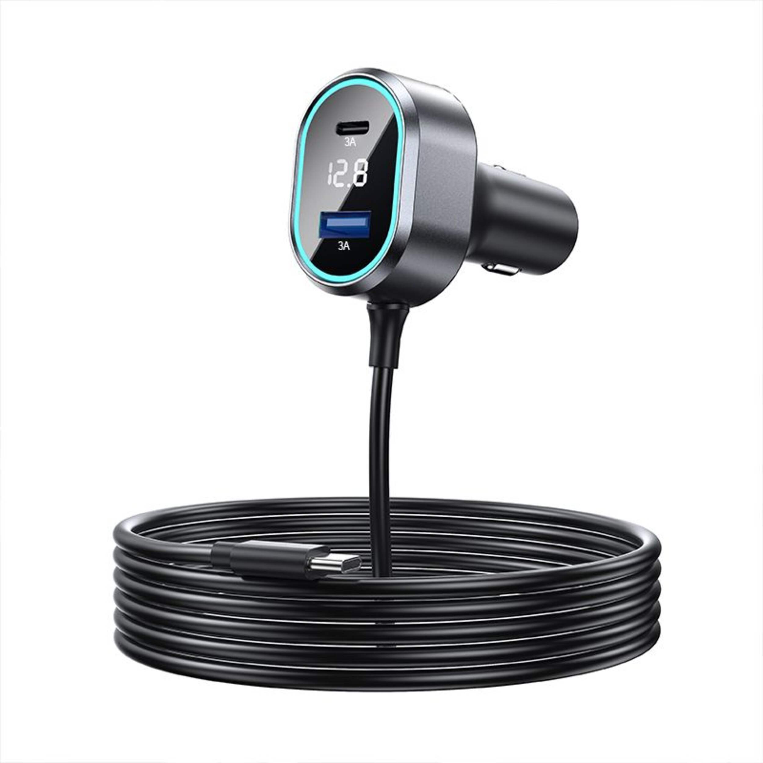 Chargeur pour l'auto de 45 W Bluehive avec connecteur de câble, 2 ports USB, compatible avec la plupart des appareils, noir Composite_or_Mixed
