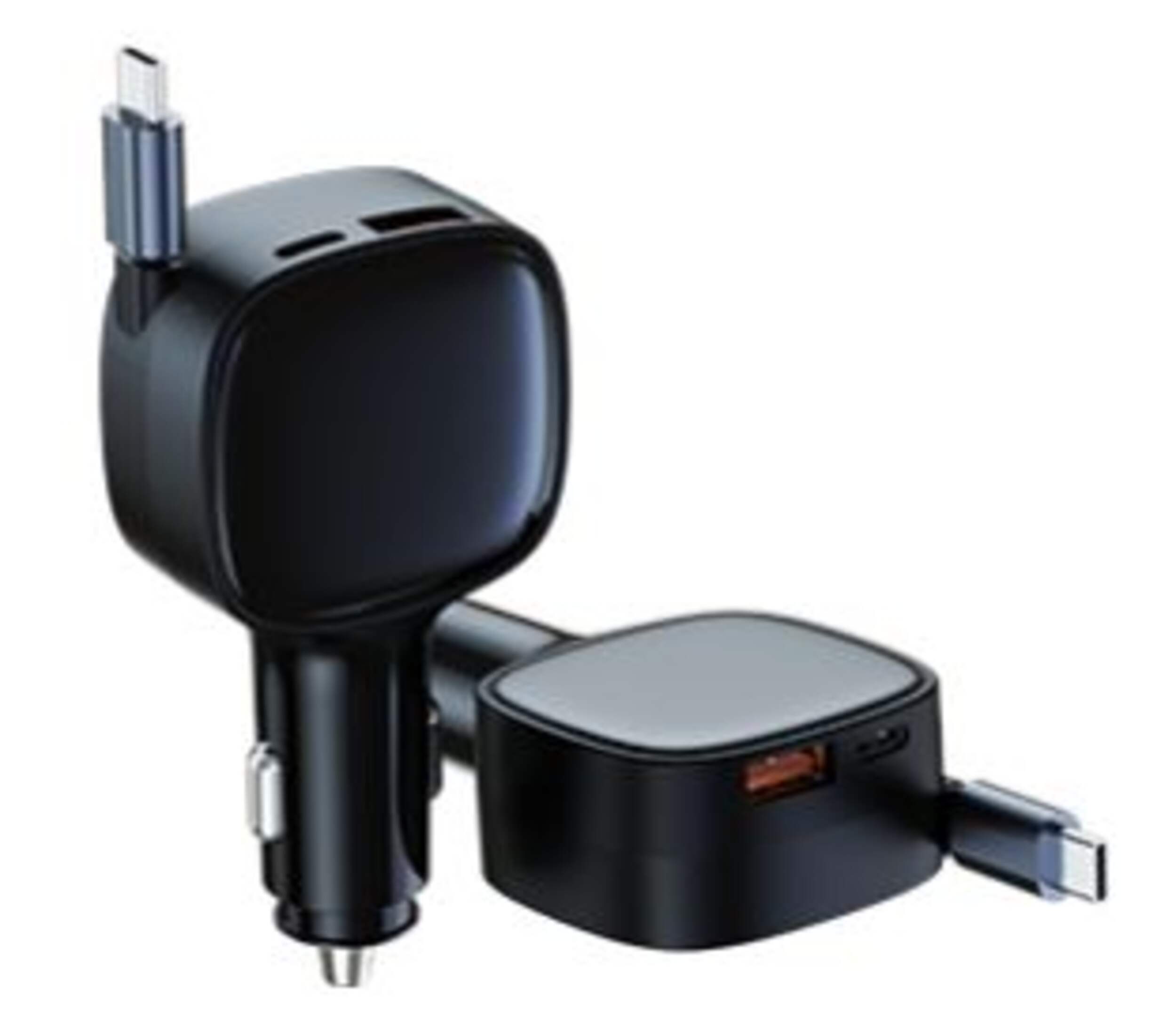 Bluehive Compact Retractable USB-A/USB-C Dual Car Charger, 50W Composite_or_Mixed