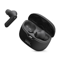 JBL Vibe Beam True Wireless Bluetooth Noise-Cancelling Earbuds with 48-Hour Battery Life & Pure Bass Sound, Black Front_Three_Fourths_Angled_Left