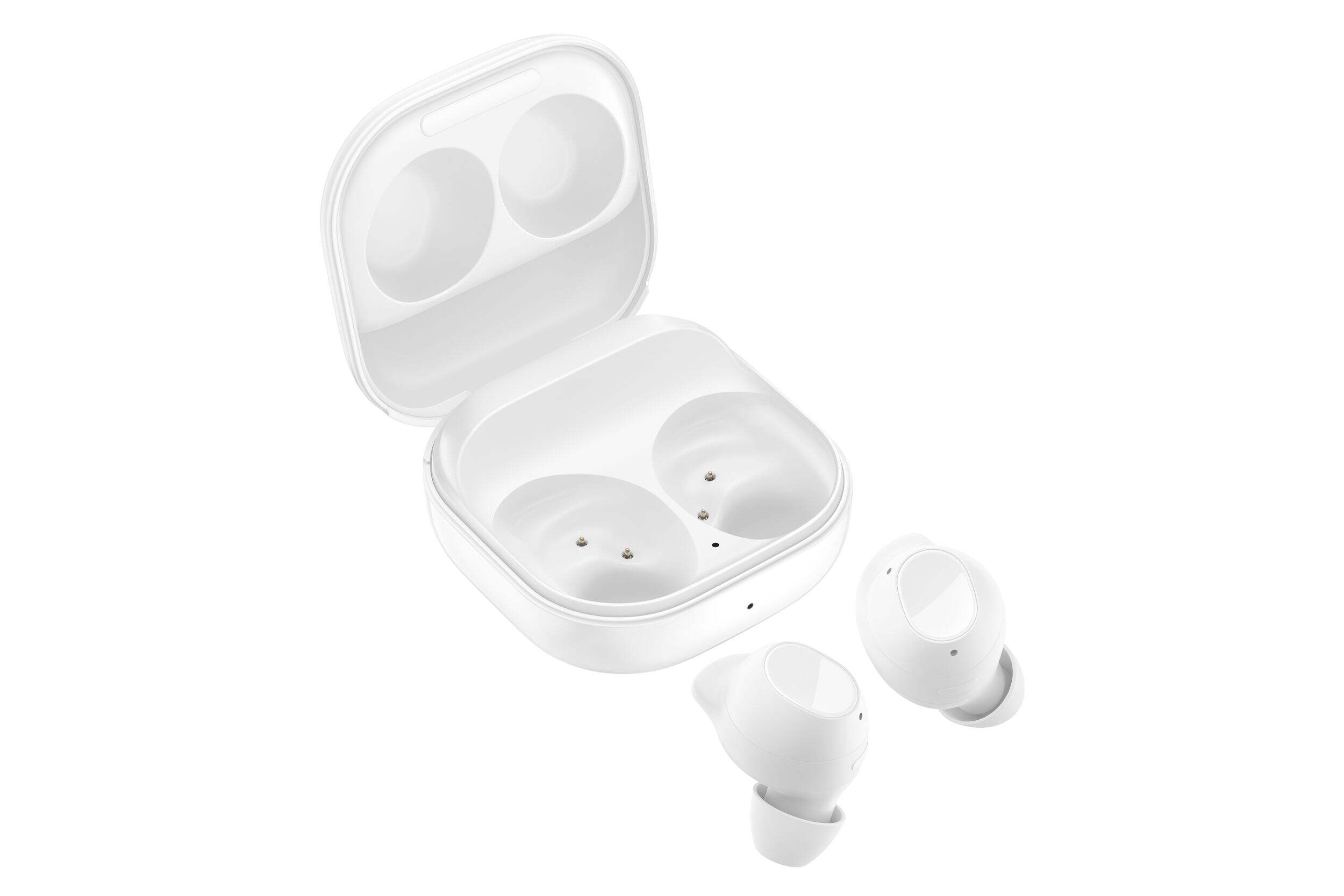Écouteurs bouton Bluetooth Samsung Galaxy Buds à suppression du bruit FE véritable avec Galaxy AI, blanc Front_Three_Fourths_Angled_Right
