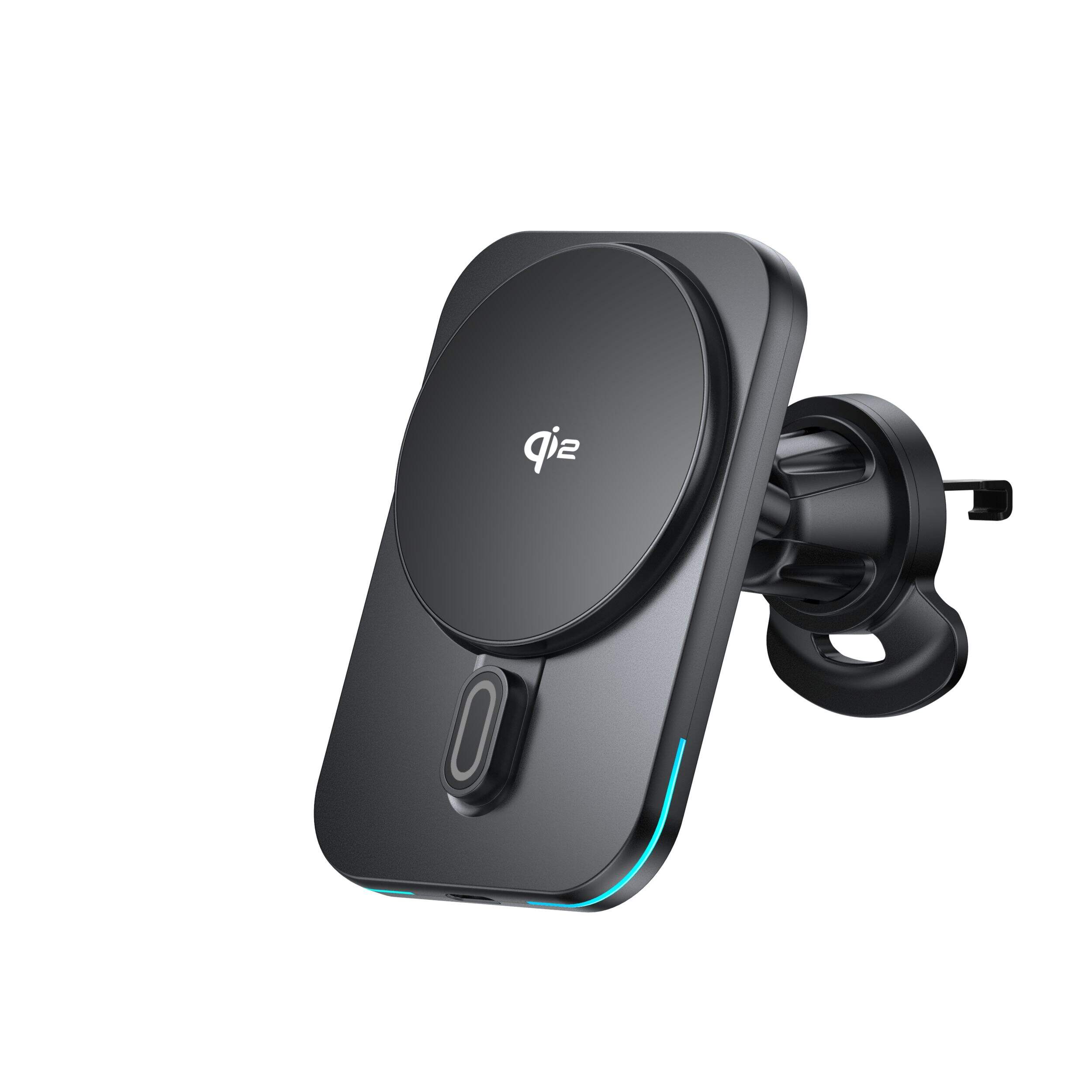 Bluehive 15W Qi2 3-in-1 Wireless Charging Mount, Compatible with all Qi-Enabled Devices, Black Front_Three_Fourths_Angled_Left