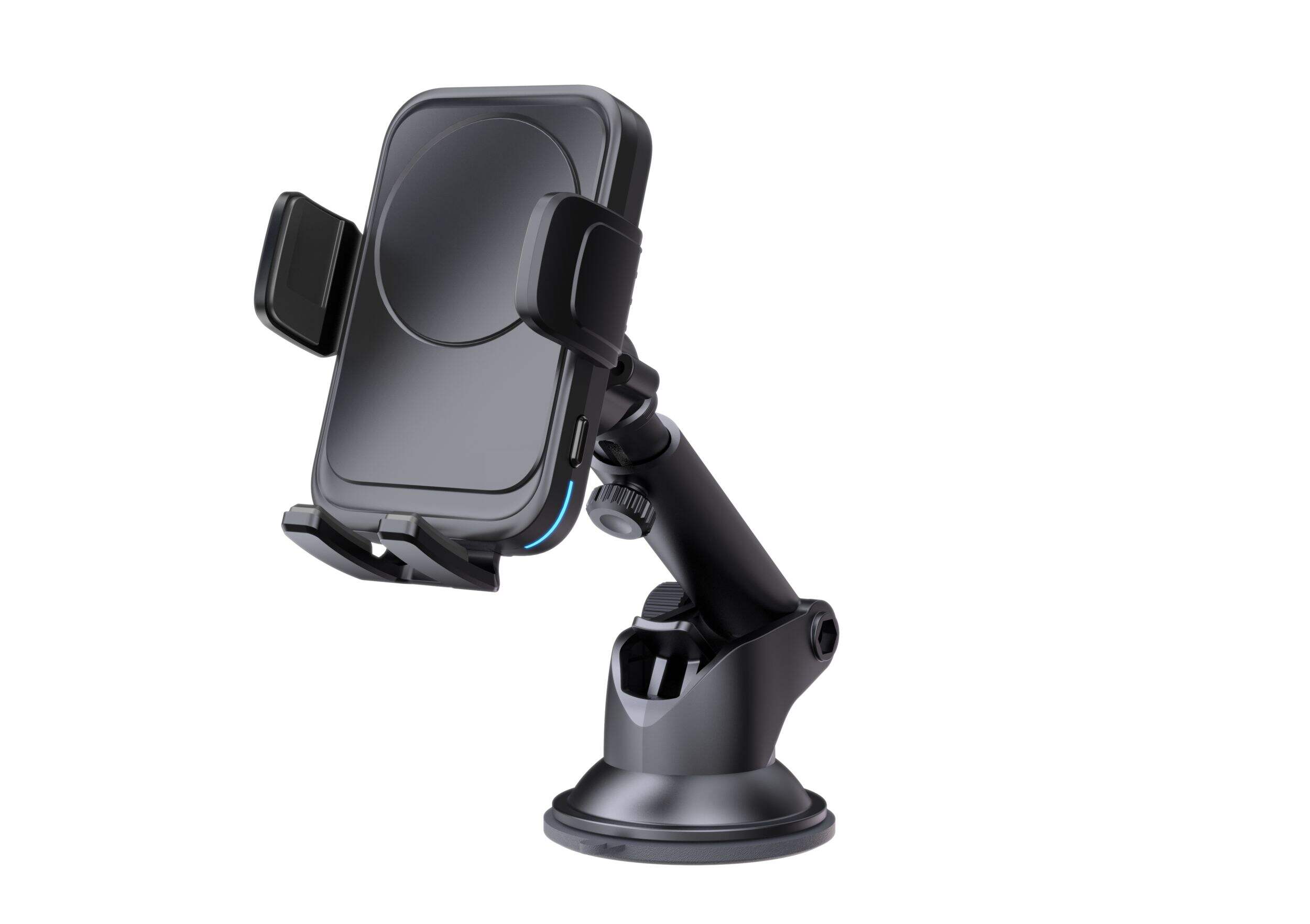 Bluehive 15W 3-in-1 Window/Dash Wireless Charging Mount, Black Front_Three_Fourths_Angled_Left