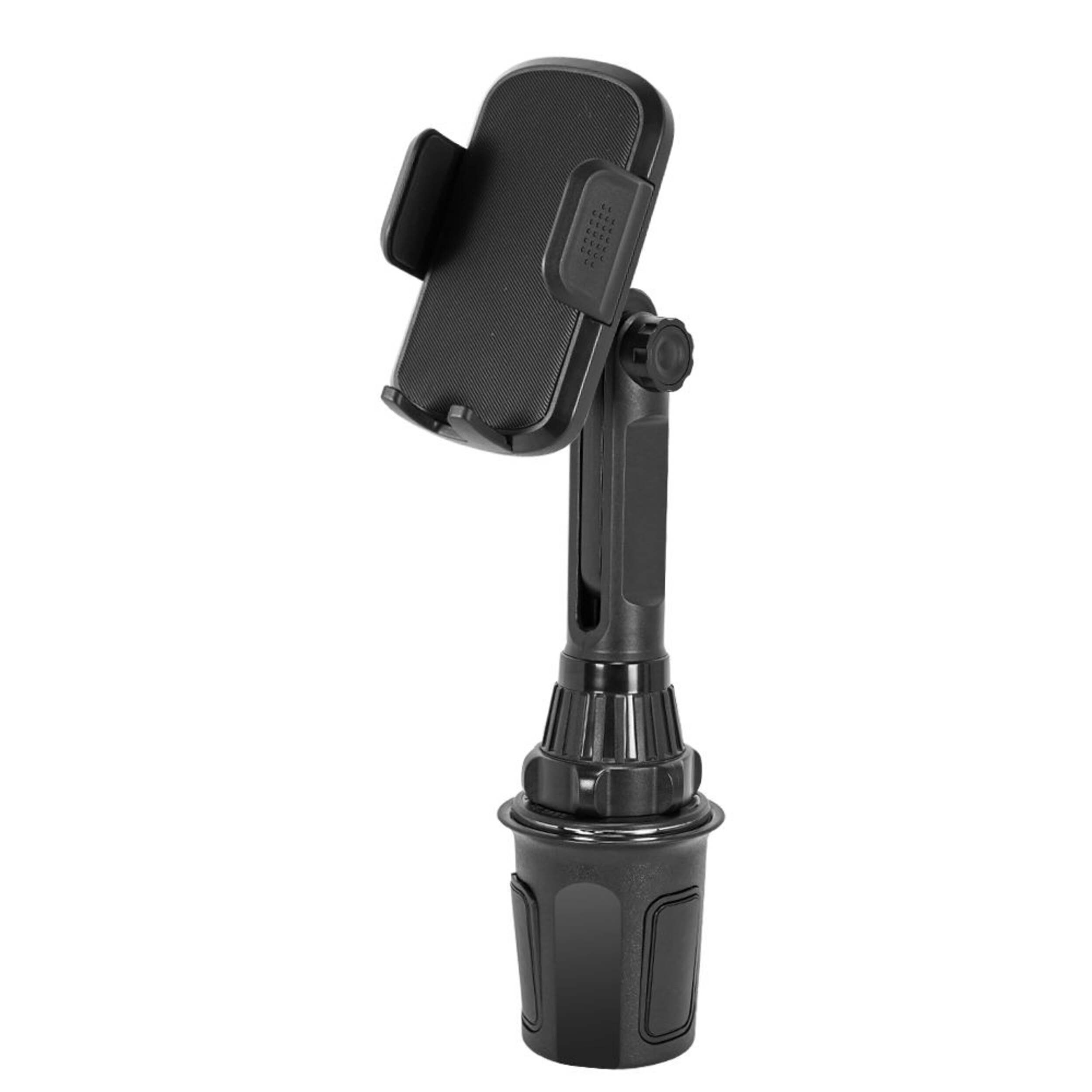 Bluehive Cup Holder Phone Mount with Expandable Base, Compatible with Most Smartphones, Black Front_Three_Fourths_Angled_Left