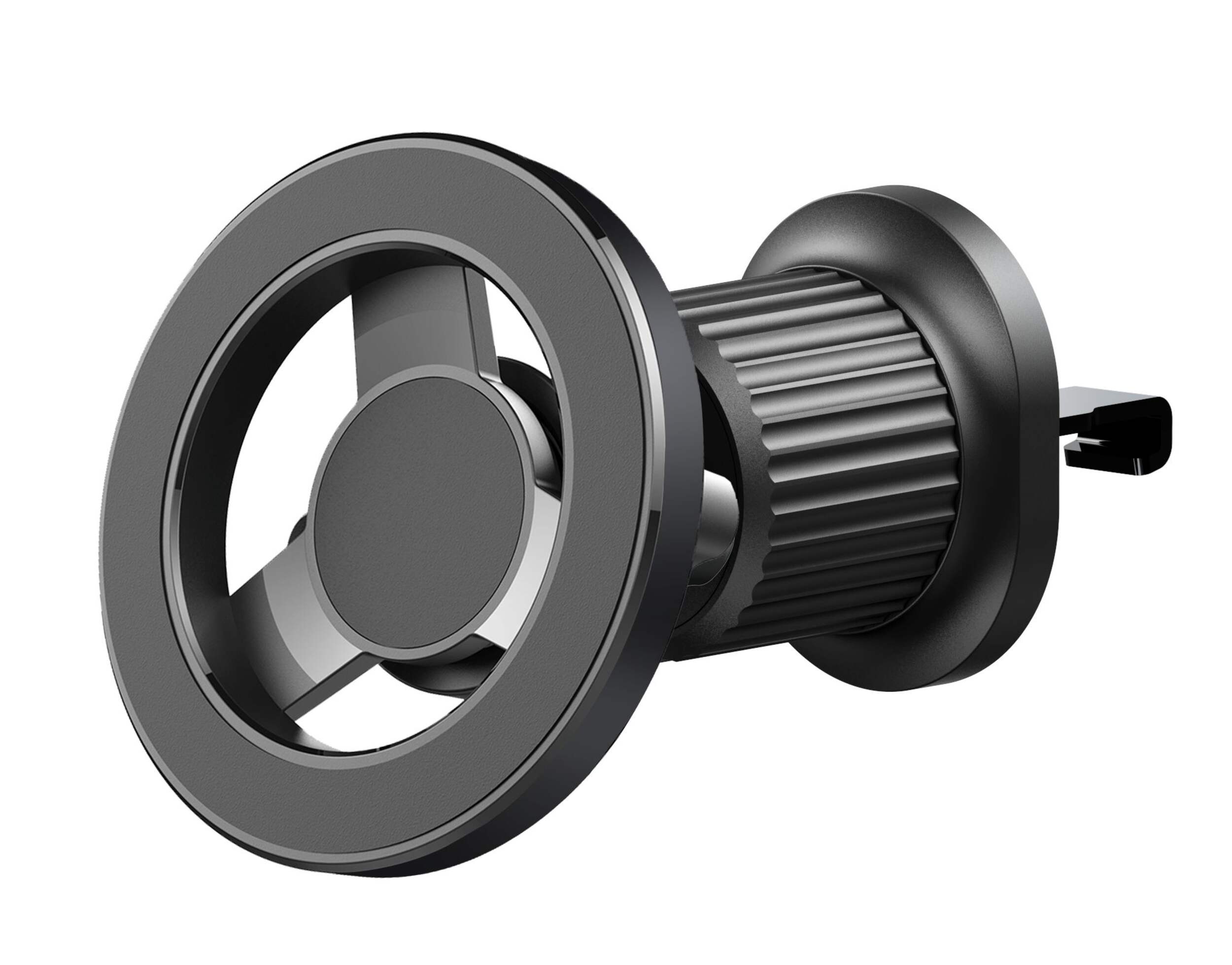 Bluehive Vent Magnetic Phone Mount with 360-Degree Rotation, Compatible with Most Smartphones, Black Front_Three_Fourths_Angled_Left