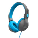 Casque d'écoute supra-auriculaires filaires JLAB Jbuddies Studio pour 2 enfants, niveau de volume sécuritaire (inférieur à 85 dB), bleu/gris Front_Angled_Left